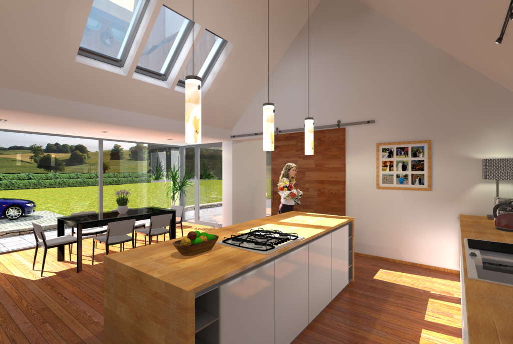 Rural retreat kitchen render