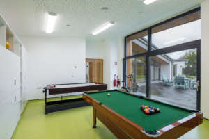 Errigal Truagh Games room with view of courtyard